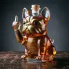 Premium French bulldog glass whiskey decanter crafted from lead-free glass for whiskey and bourbon