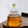 Glass Honey Jar with Dipper for Honey Storage and Kitchen Serving