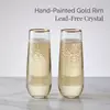 Elegant stemless crystal champagne glass designed for celebrations and weddings