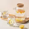 Jiateng large glass water jug with handle and pouring spout for home and restaurant use