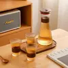 Jiateng ribbed glass carafe set with matching drinking cups for water juice and tea