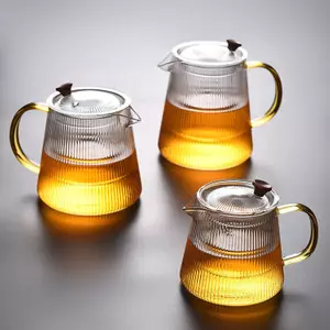 Glass Teapot with Infuser and Golden Handle for Loose Leaf Tea Brewing