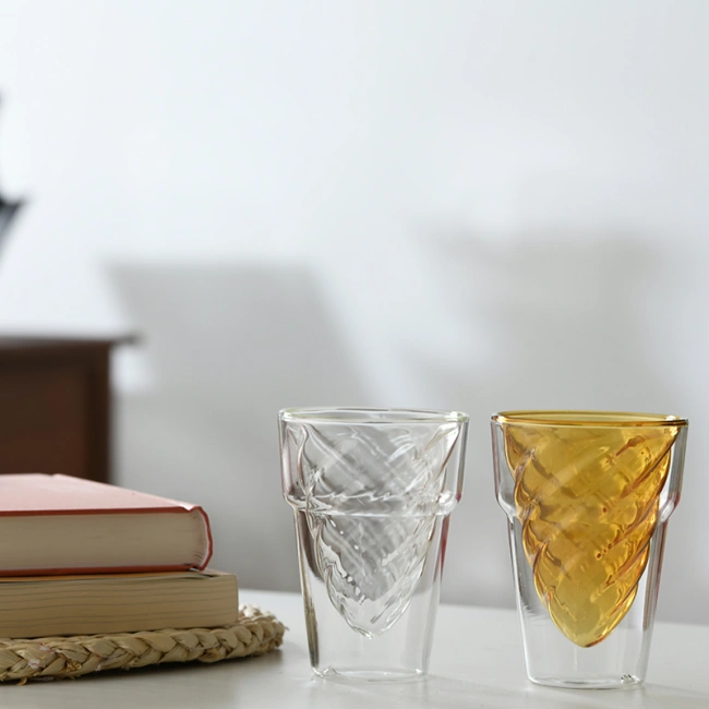 Stylish double wall glass cup for coffee tea and cold drinks