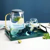  Premium borosilicate glass jug set with golden handle for tea and cold drinks