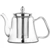 Transparent glass tea pot with ergonomic handle and precision pouring spout