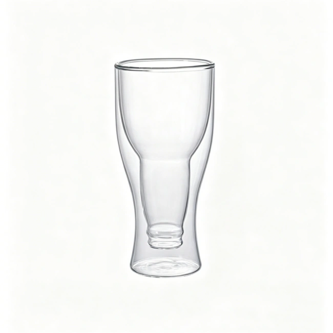 jiateng bottle shaped beer glass, double wall insulated beer cup, lead-free borosilicate beer mug for restaurant and home use