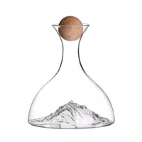  Jiateng modern wine decanter with unique iceberg base design and cork stopper, elegant crystal carafe for red wine serving