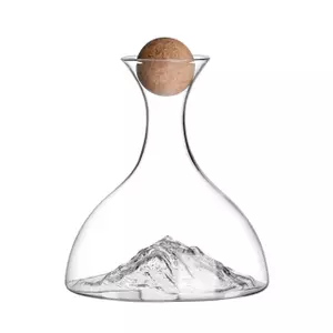  Jiateng modern wine decanter with unique iceberg base design and cork stopper, elegant crystal carafe for red wine serving