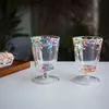 jiateng dot confetti stemmed glass cup, aesthetic double wall dessert cup