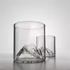 Aesthetic Mountain Range glass cup with 3D mountain base for whiskey and spirits