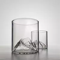 Aesthetic Mountain Range glass cup with 3D mountain base for whiskey and spirits