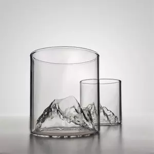 Aesthetic Mountain Range glass cup with 3D mountain base for whiskey and spirits