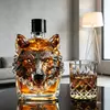 Handcrafted wolf head crystal decanter for luxury home bars and collectors