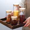 High-quality Jiateng glass jars with bamboo lids, ideal for kitchen storage, organizing dry food, and displaying pantry items