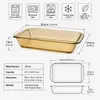 Heat resistant 4.1L rectangular glass baking dish with amber coloring and oven temperature rating up to 400 degrees Celsius.