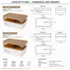 Standard 1230ml rectangular food storage box measuring 22.4 by 16.1 by 5.6cm with beige lid and detachable inner drain tray.