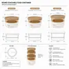 Standard 450ml round food storage box featuring a transparent PET container beige lid and white PP base for kitchen organization