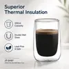 Compact double wall drinking glass with 80mm top diameter 65mm base diameter and 95mm height