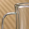Medium transparent double wall glass mug with handle measuring 95mm in height