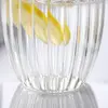 250ml short rounded ribbed glass cup with 8.5cm top width and 9cm height