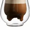 250ml glass coffee cup with curved handle and decorative double wall construction for coffee presentation
