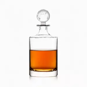 Globe glass stopper whiskey decanter with clear body for premium spirits serving