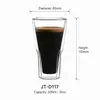 Tall double wall coffee glass with a wider upper section and narrower lower body