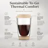 250ml double wall glass coffee cup measuring 90mm in height and 85mm in top diameter