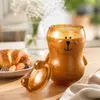 Wholesale bear glass mug with lid for gift shops and retail collections