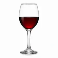 Classic red wine glass with clear smooth bowl and elegant long stem