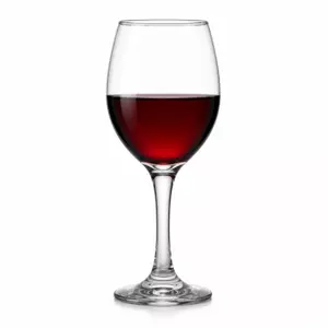 Classic red wine glass with clear smooth bowl and elegant long stem