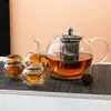 Elegant heat-resistant glass teapot with stainless steel filter for herbal and blooming tea