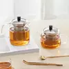 Contemporary square glass teapot designed for brewing herbal tea and green tea