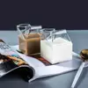 Jiateng glass milk jug with square shape design for milk cream and coffee serving