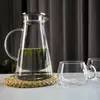 Premium conical glass water carafe with stainless steel lid for modern beverage serving