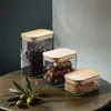 Glass Storage Jar with Wooden Lid for Kitchen Food Organization