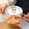 Transparent Glass Cooking Pot with Lid for Modern Kitchen and Dining Table