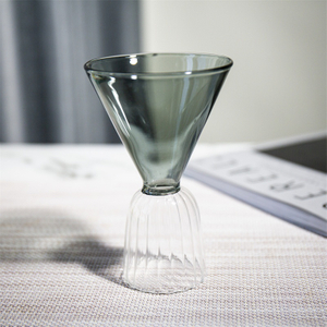 Jiateng unique cocktail glass with dual-color design, perfect for serving cocktails, martinis, or mocktails, stylish and modern