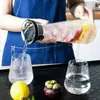 Stylish glass beverage pitcher for iced tea, infused water, and juice serving