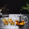 Elegant heat resistant glass teapot with stainless steel tea infuser for loose leaf tea
