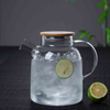 Clear glass water or tea pitcher with bamboo lid by Jiateng, perfect for everyday use, parties, or gifting