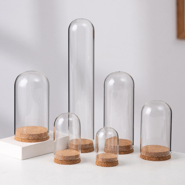 Jiateng high-quality glass dome with wood base, perfect for protecting and displaying delicate items, modern home décor