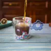  jiateng double wall confetti glass cup, flower handle borosilicate coffee mug
