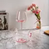 Luxury pink stem wine goblet with modern tilted design for wedding party decoration