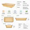 Transparent amber rectangular glass baking dish featuring decorative vertical ribbed sides, rounded corners and a wide opening.