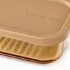 560ml rectangular borosilicate glass food storage container measuring 16.1 by 11.1 by 5.6cm with beige polypropylene lid and silicone seal