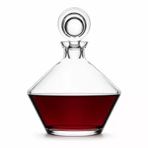 220mm wide base glass red wine decanter with decorative round stopper