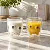 Jiateng cute double wall glass cup with 3D animal inner design