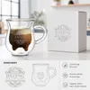 250ml wholesale double wall glass coffee mug with 85mm diameter and 100mm height for hospitality buyers