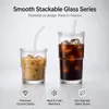 Stackable glass cups with lid and straw for cafes restaurants retailers and wholesale buyers